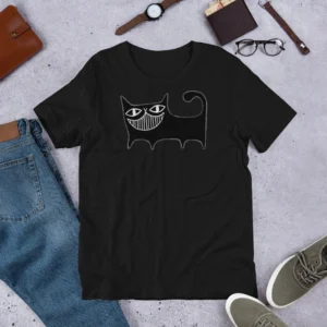 T-shirt Cat Print Crew Neck Cute Funny Gift