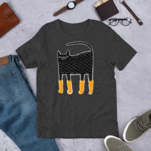 T-shirt Cat Rainboots Print Funny Gift