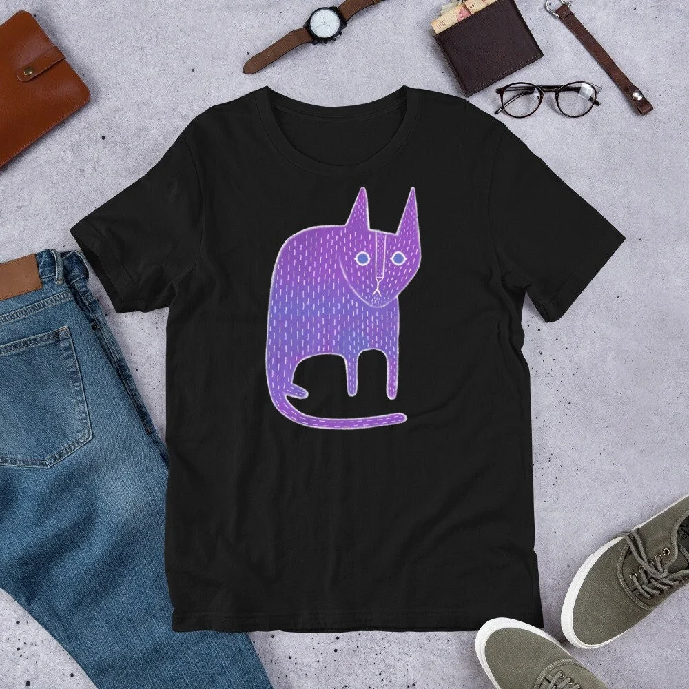 T-shirt Colorful Cat Abstract Painting Print Gift