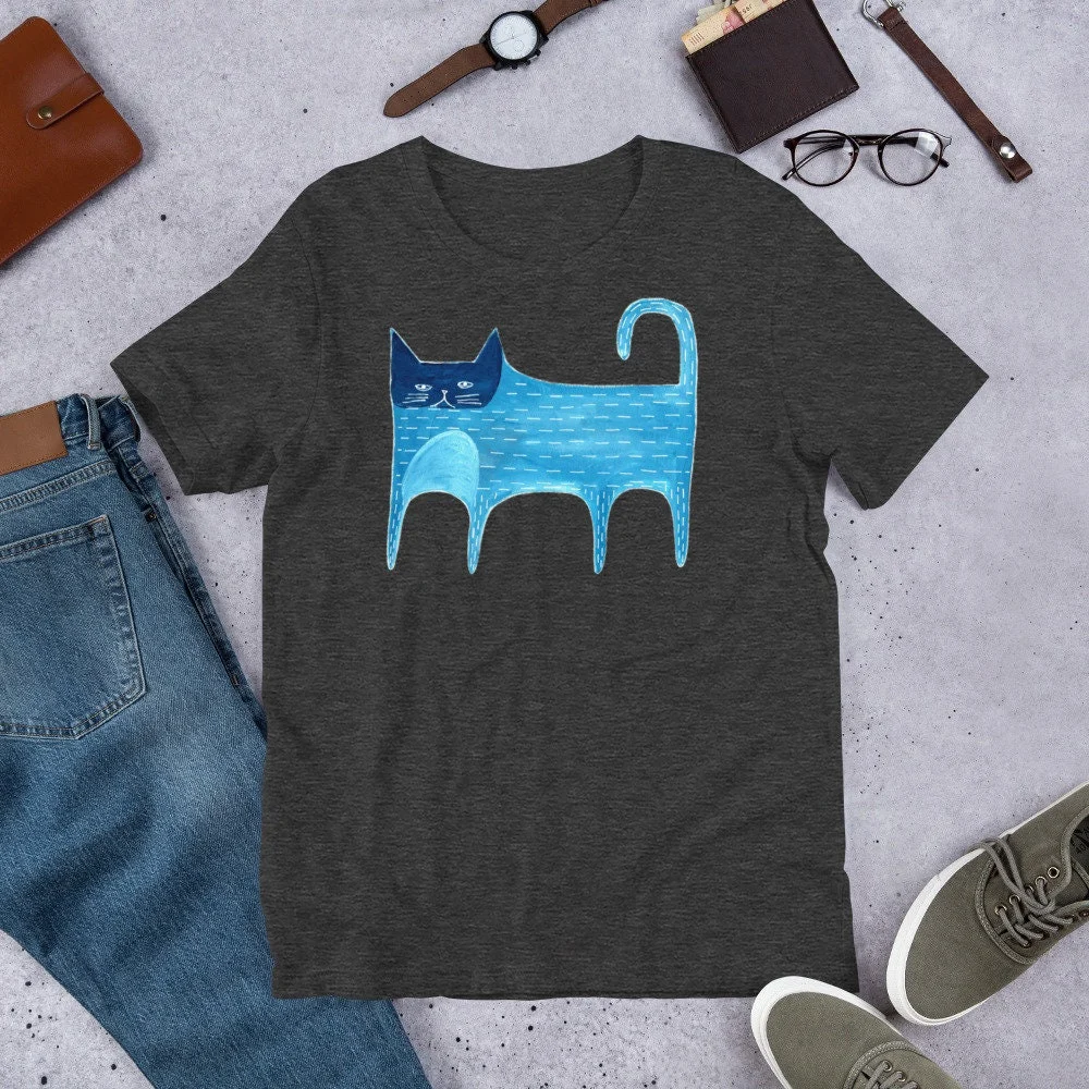 T-shirt Colorful Cat Print Modern Cute Gift T-shirt Colorful Cat Print Modern Cute Gift