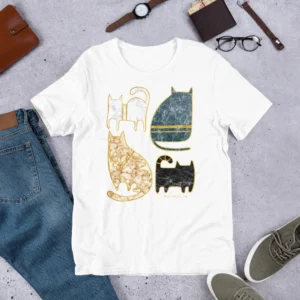 T-shirt Deco Cat Marble Print Minimalist Modern Gift