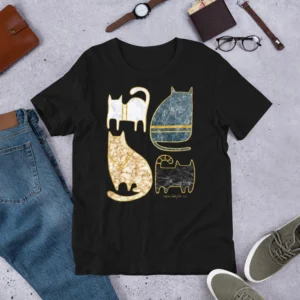 T-shirt Deco Cat Marble Print Minimalist Modern Gift