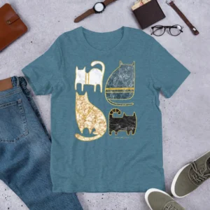 T-shirt Deco Cat Marble Print Minimalist Modern Gift