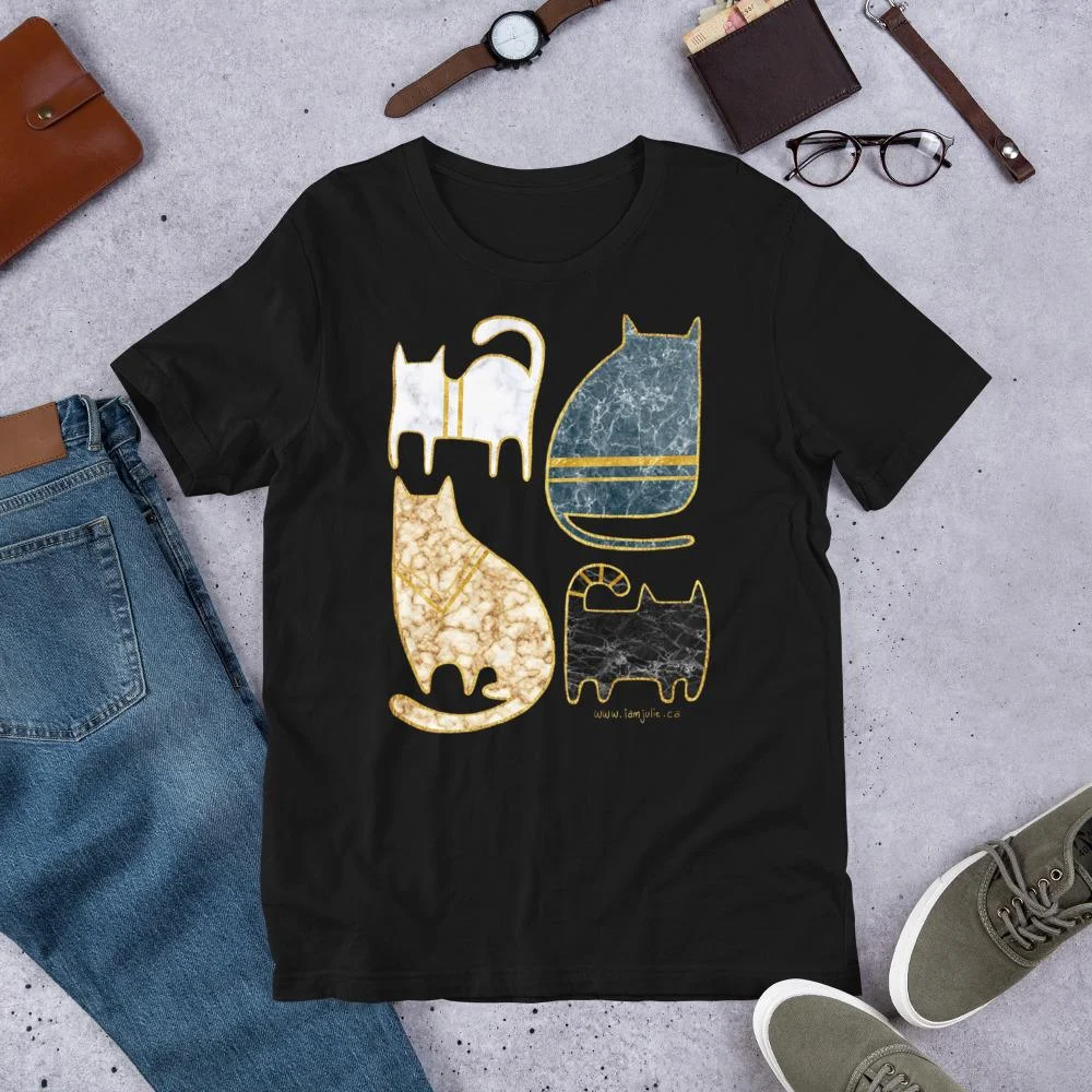 T-shirt Deco Cat Marble Print Minimalist Modern Gift
